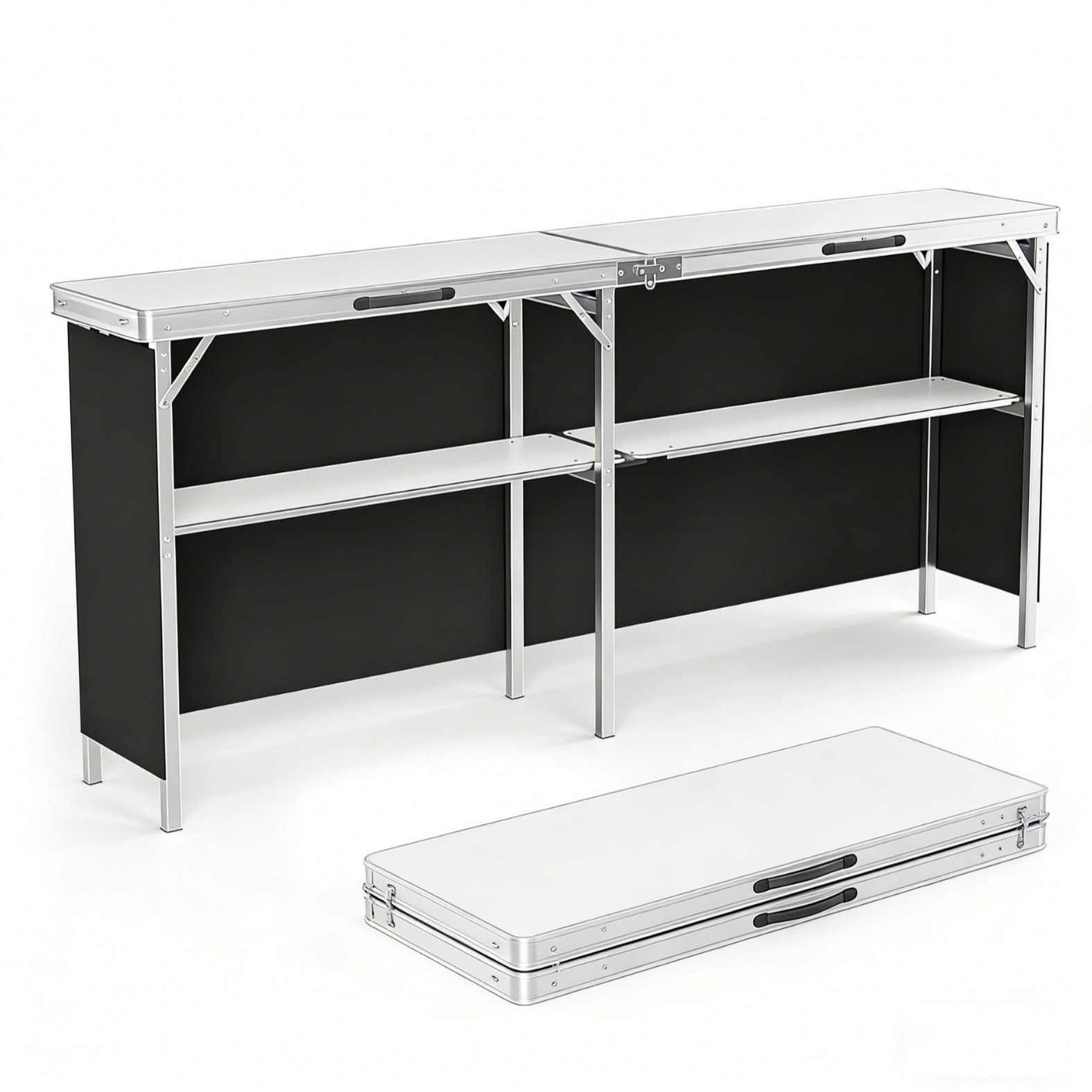 Outdoor Camping Table With Storage - 알루미늄 합금 야외 접이식 테이블, 휴대용