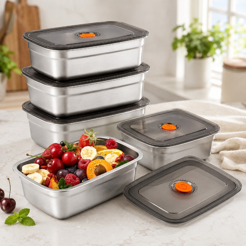 Outdoor Camping Fridge - 스테인리스 스틸 대용량 밀폐형 도시락통, 캠핑용