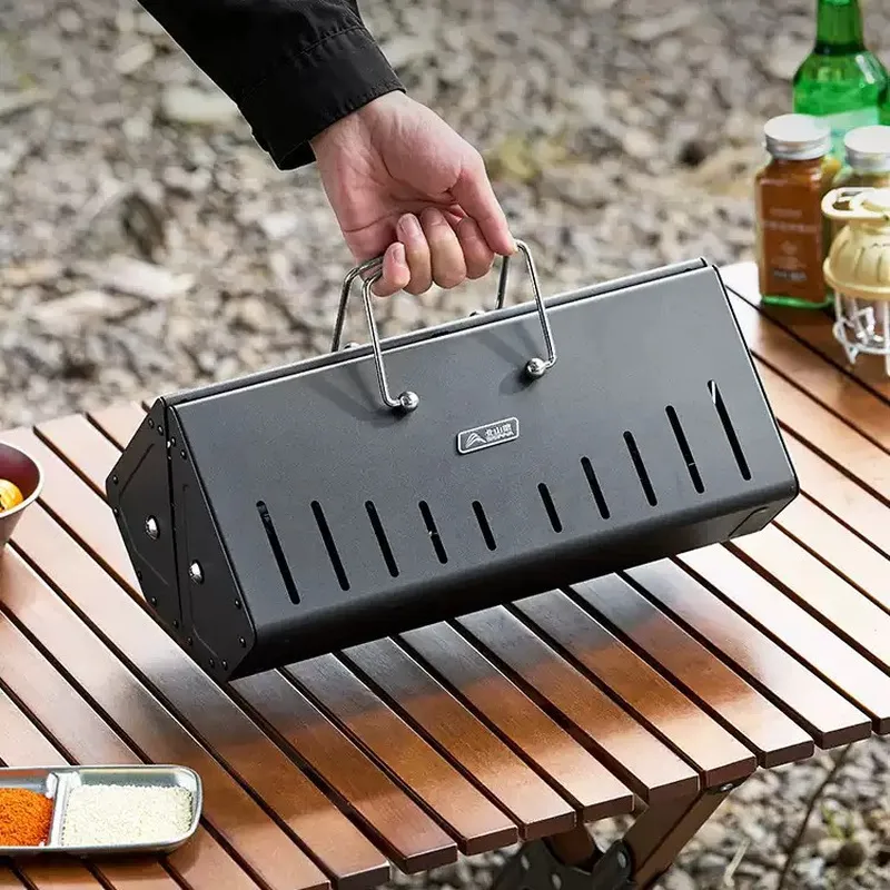Outdoor Camping Grill - 휴대용 접이식 나무 숯불 바비큐 그릴,