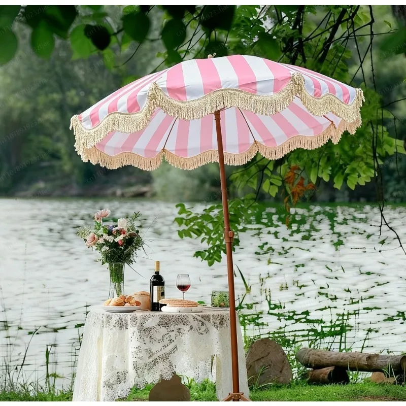 Outdoor Camping Decke - 태슬 장식이 있는 시장용 우산, 야외
