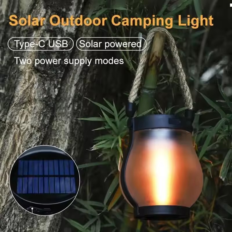 Camping Solar Lantern - USB 충전식 캠핑 라이트 태양광 불꽃