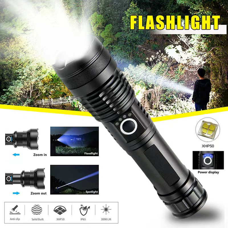 Outdoor Camping Lampe - 고출력 XHP70 LED 손전등 USB-C 충전식