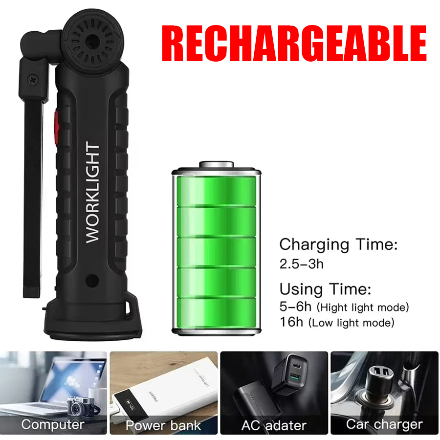 마그네틱 후크가있는 휴대용 LED 손전등 야외 수리 작 - Outdoor Camping Lampe 리뷰 및 가격