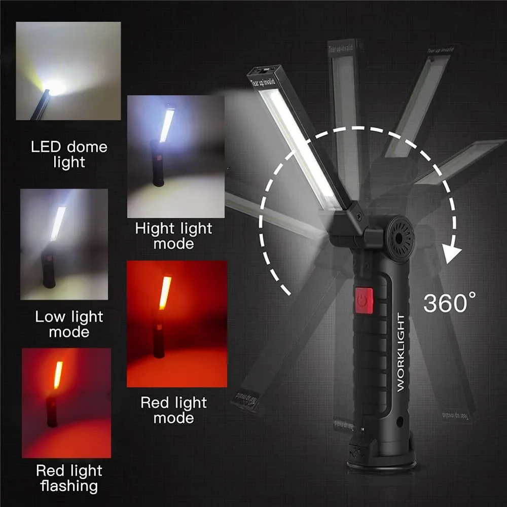 휴대용 COB LED 손전등 USB 충전식 작업 조명  - Outdoor Camping Lampe 리뷰 및 가격