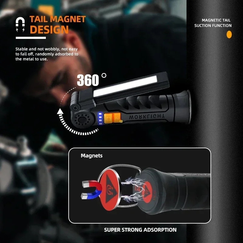 휴대용 COB LED 손전등 USB 충전식 작업등 내장 - Outdoor Camping Lampe 리뷰 및 가격