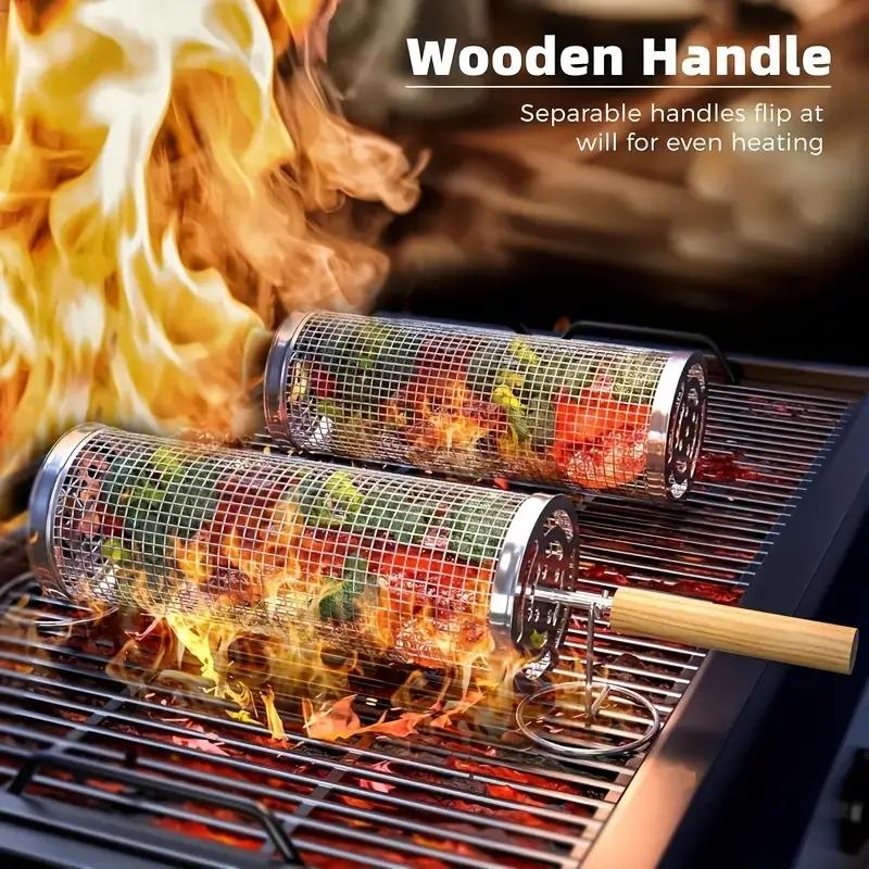 스테인리스 스틸 바베큐 그릴 바구니, 원형 회전 실린더 - Outdoor Camping Grill 리뷰 및 가격