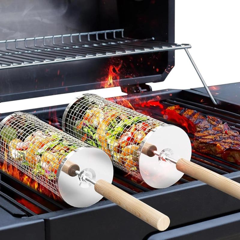 스테인리스 스틸 바베큐 그릴 바구니, 원형 회전 실린더 - Outdoor Camping Grill 리뷰 및 가격