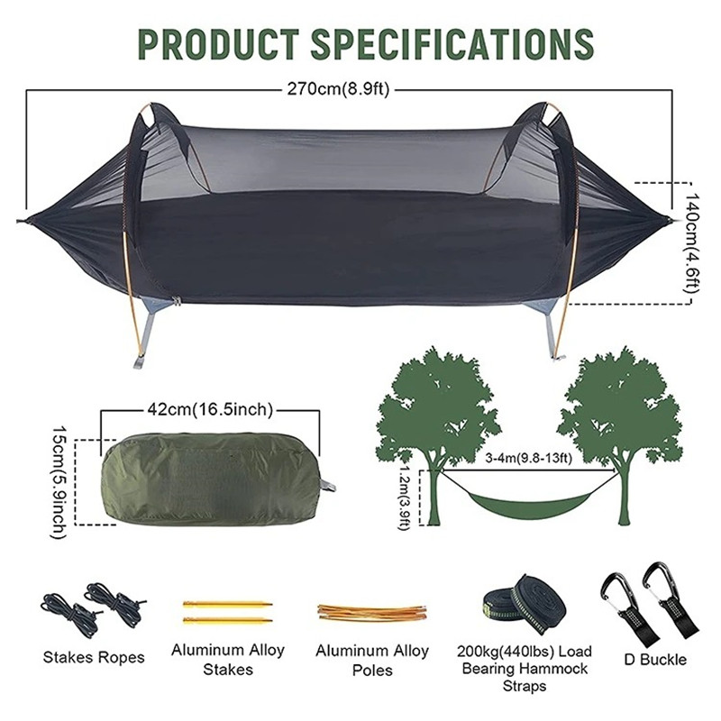 3-in-1 터널 모기장 해먹 방수 레인플라이 포함 - - Outdoor Camping Solo 리뷰 및 가격