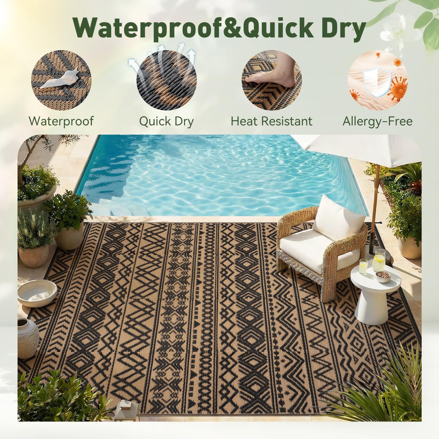 야외용 러그 8x10 방수 야외 파티오 러그 매트 양면 - Outdoor Camping Rugs 8X10 리뷰 및 가격