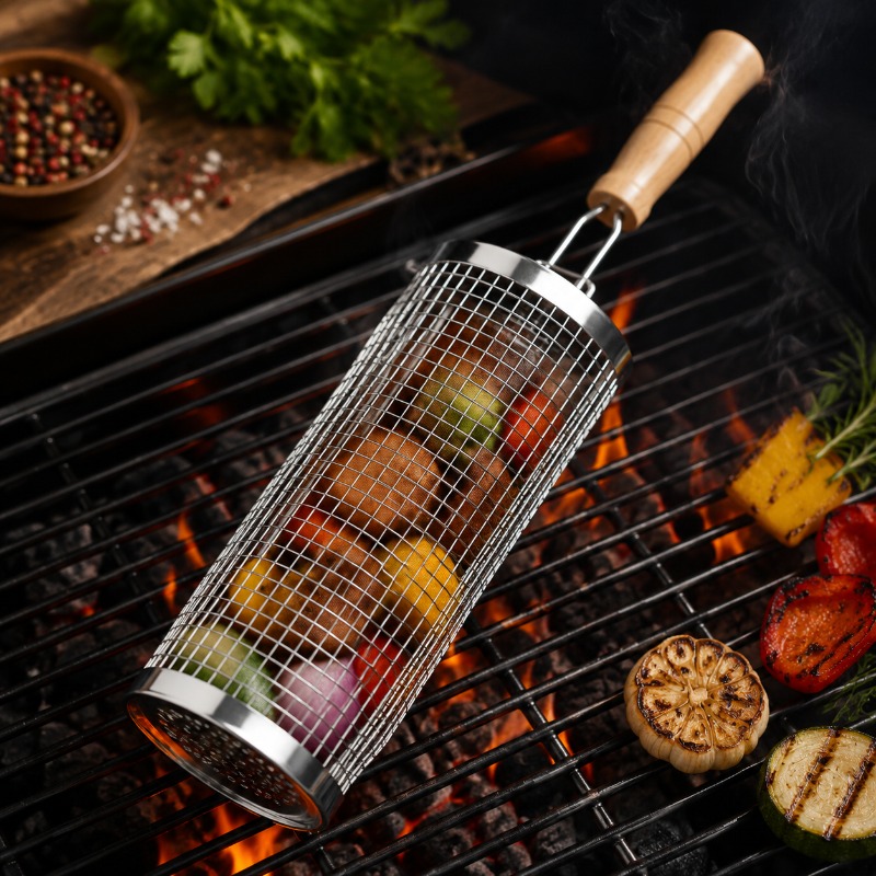 원형 바베큐 그릴 바구니 세트 스테인리스 스틸 롤링 스 - Outdoor Camping Grill 리뷰 및 가격