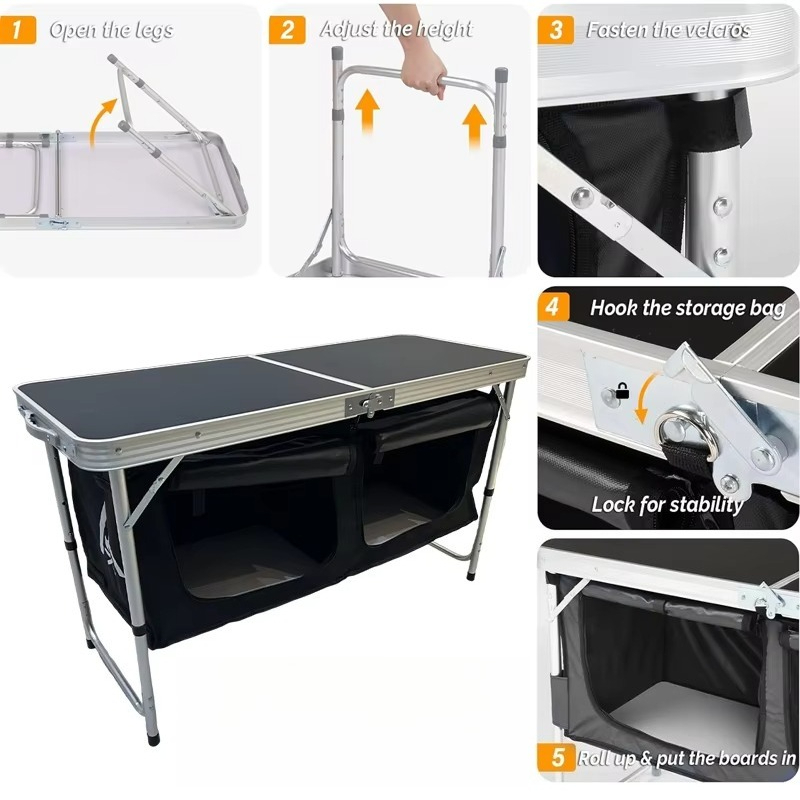 휴대용 알루미늄 합금 접이식 캠핑 키친 테이블 (수납함 - Outdoor Camping Table With Storage 리뷰 및 가격