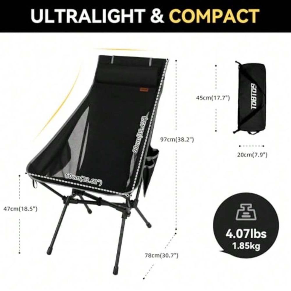 높은 등받이와 머리 지지대가 있는 초경량 접이식 캠핑  - Outdoor Camping High Chair 리뷰 및 가격