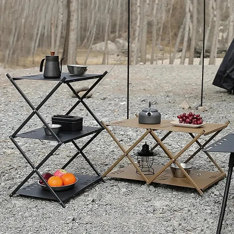 야외용 알루미늄 합금 3층 3패널 / 2층 4패널 선반 - Outdoor Camping Table With Storage 리뷰 및 가격
