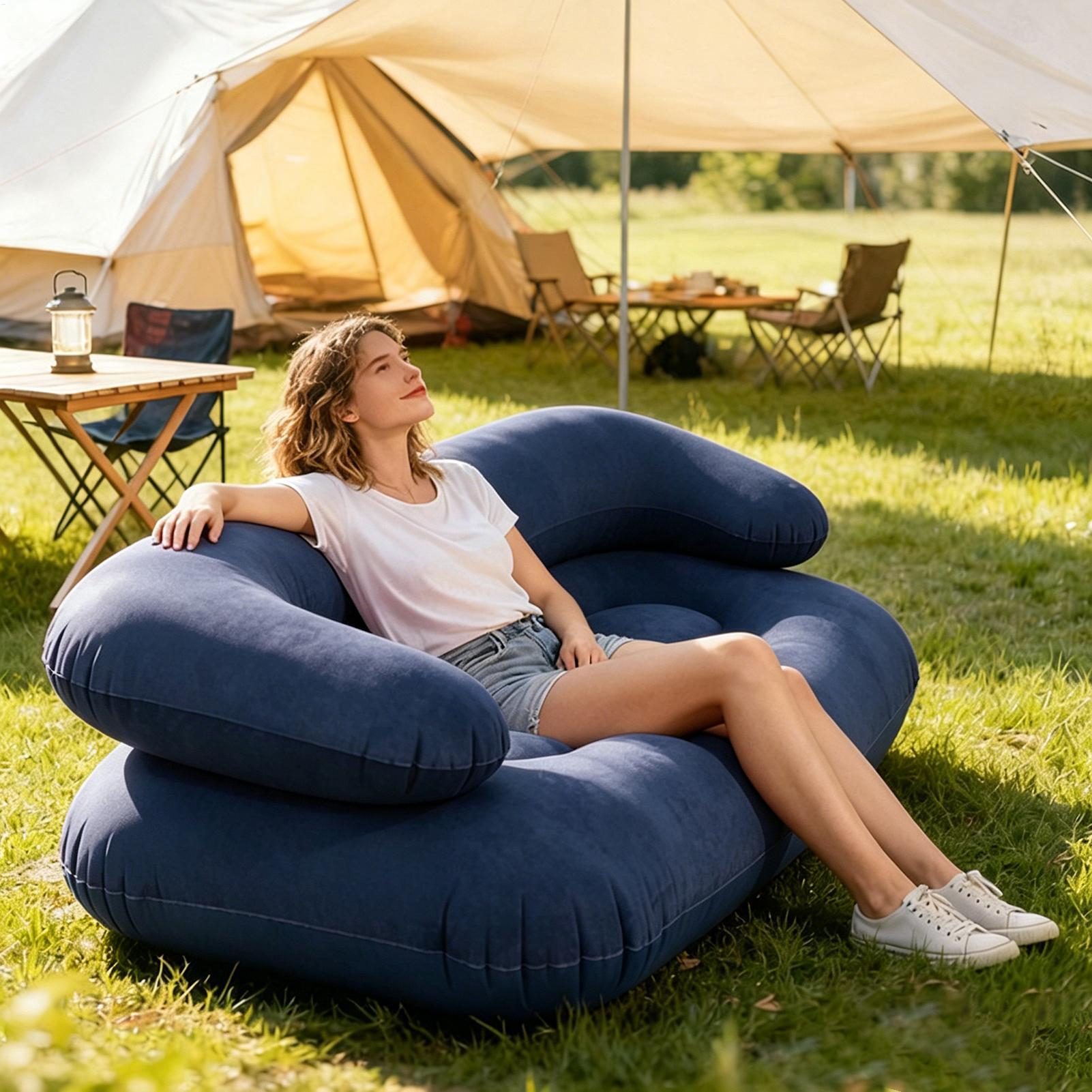 캠핑용 에어 소파, 접이식 플록 가공 휴대용 소파, 팔 - Outdoor Camping Decke 리뷰 및 가격
