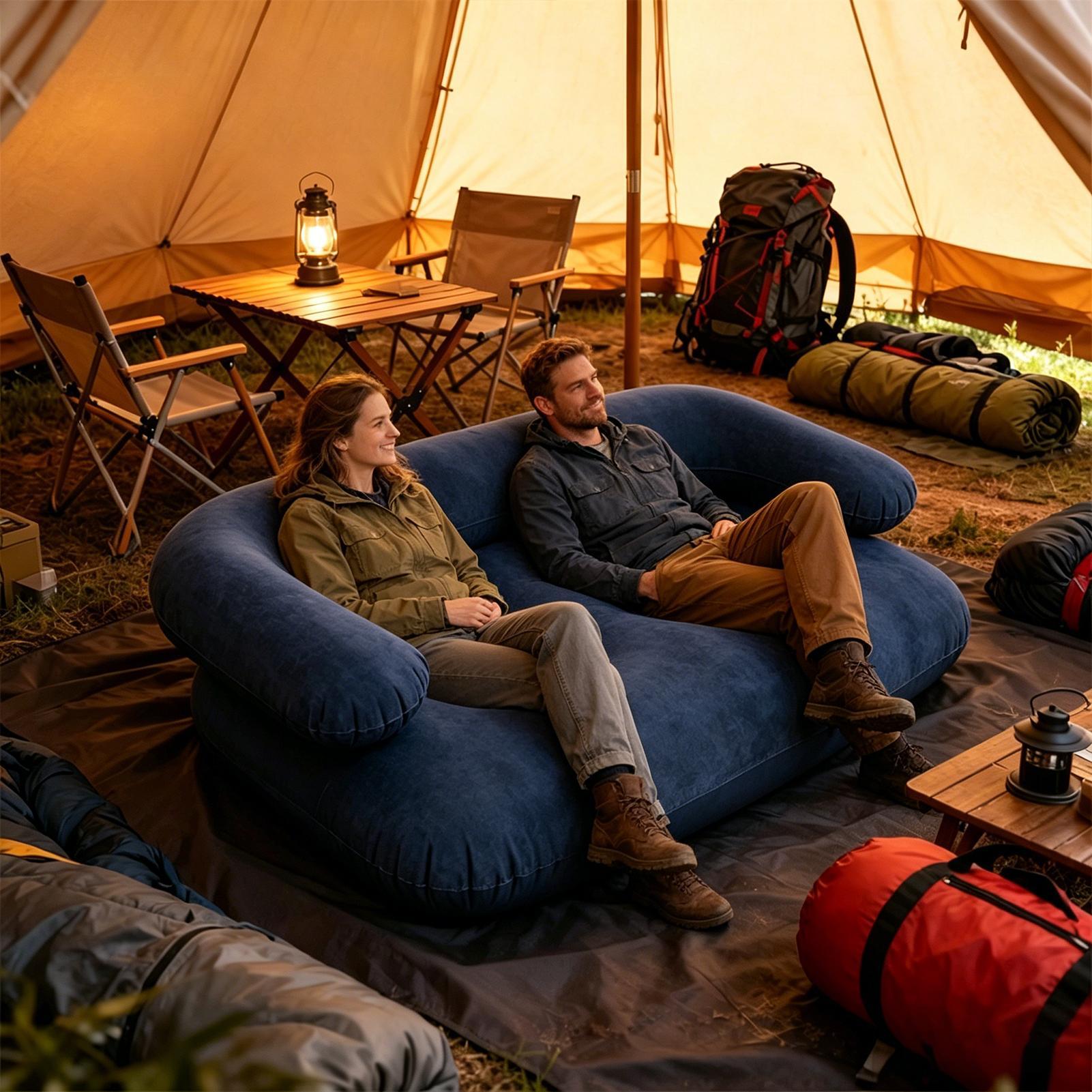 캠핑용 에어 소파, 접이식 플록 가공 휴대용 소파, 팔 - Outdoor Camping Decke 리뷰 및 가격