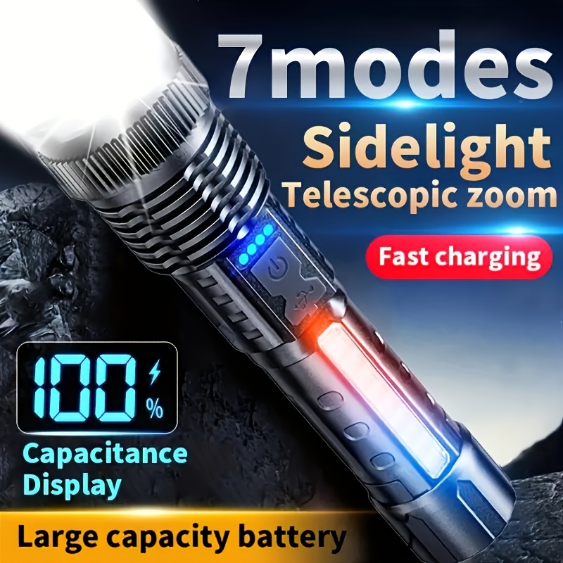 강력한 LED 손전등 배터리 표시등 USB 충전식 라이 - Outdoor Camping Lampe 리뷰 및 가격